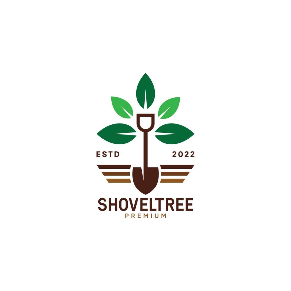 Creative premium shovel tree logo vector