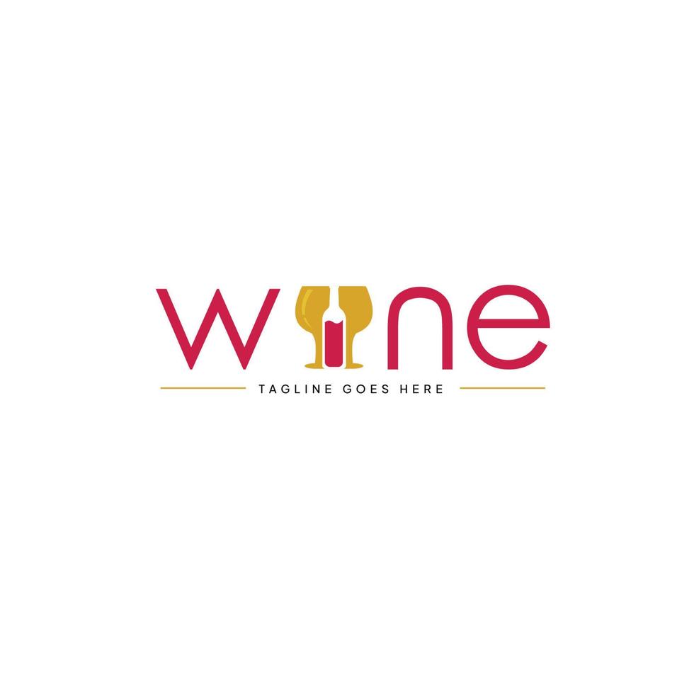 logotipo de vector de vino con estilo tipográfico
