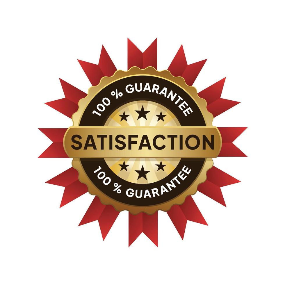 Label Customer Satisfaction Guarantee Certification Badge, Symbol of Brilliant Quality Product Packaging. vector