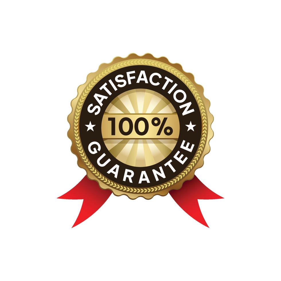 Label Customer Satisfaction Guarantee Certification Badge in Gold and Silver. Symbol of Brilliant Quality Product Packaging. vector