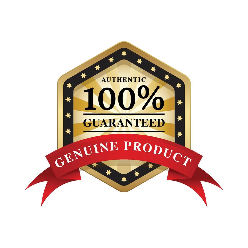 Label Customer Satisfaction Guarantee Certification Badge in Gold and Silver. Symbol of Brilliant Quality Product Packaging. vector