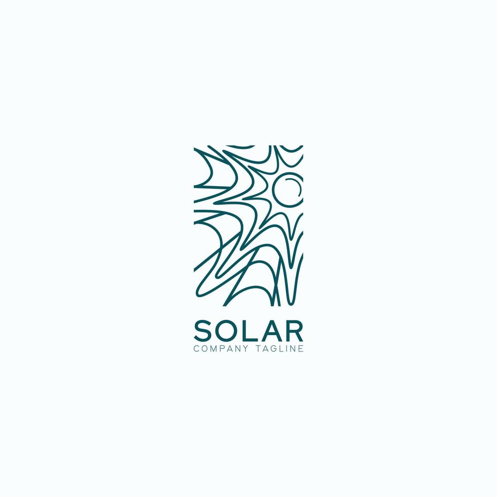logotipo vectorial con concepto solar en estilo de arte lineal vector