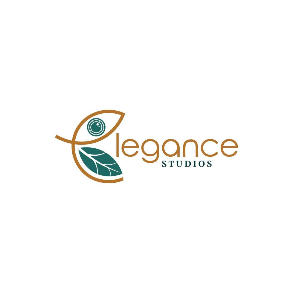 Elegant studios vector logo on white background