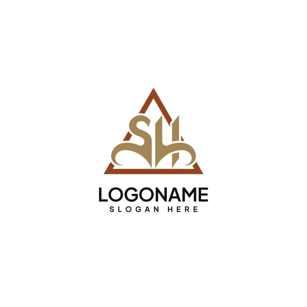 Initials SH Logo Template With Triangles vector