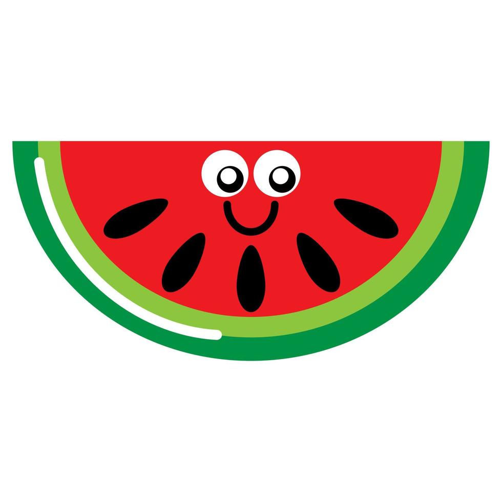 illustration of half a watermelon smiling. educational vector design for children.