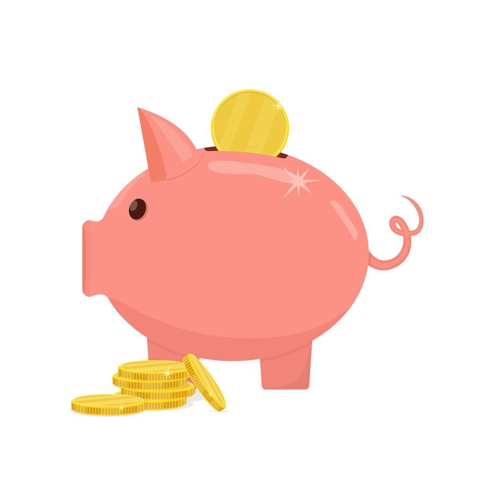 Coins and a piggy bank vector