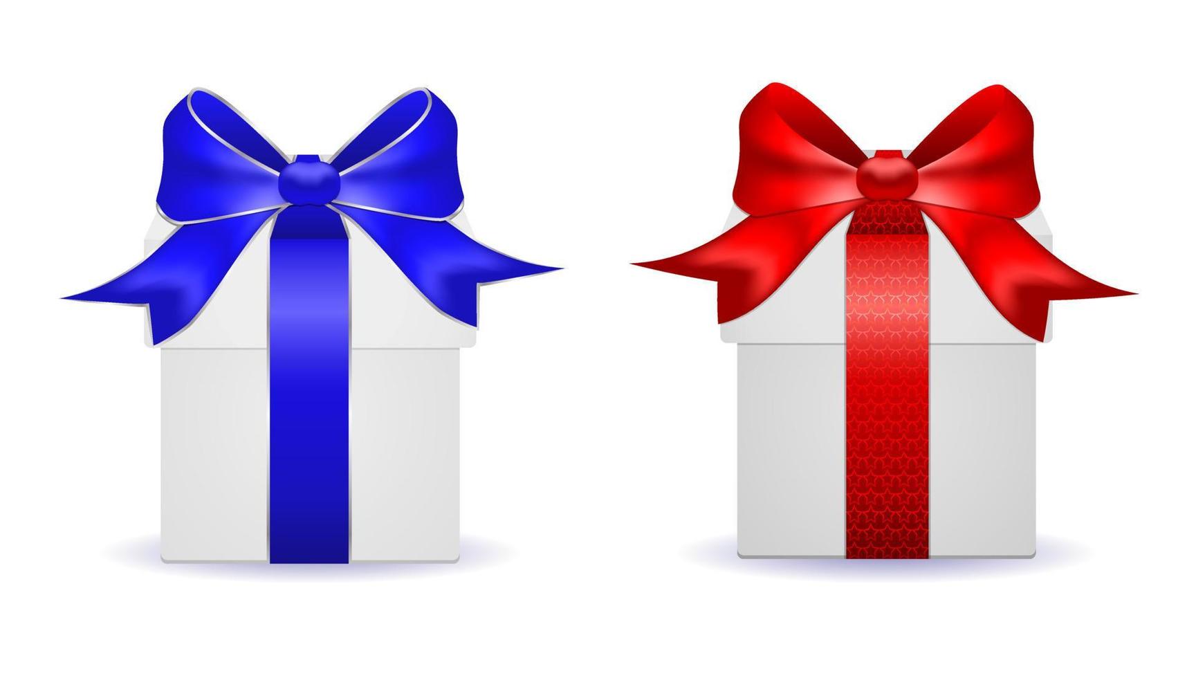 Gift boxes with red and blue bow set vector