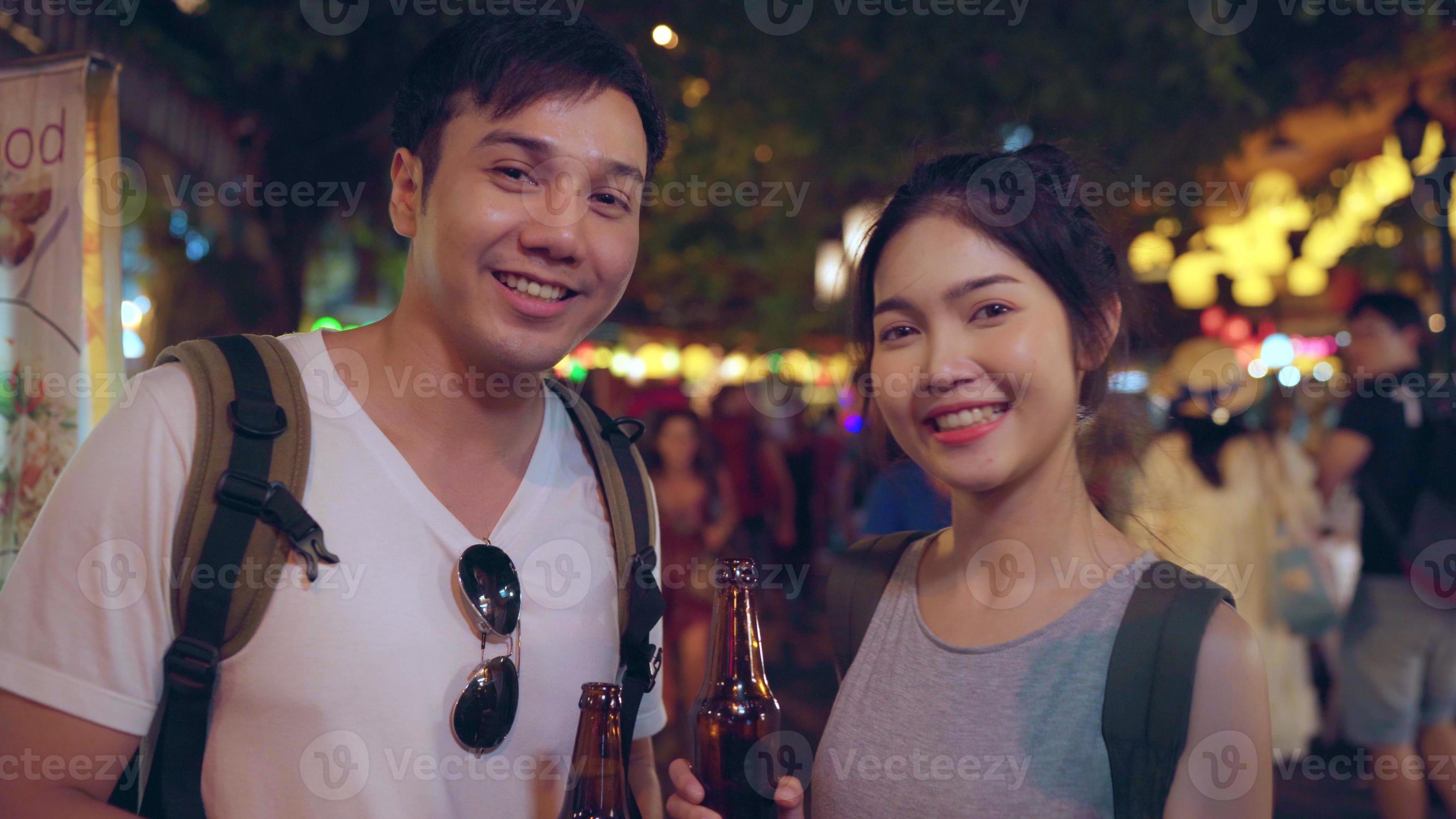 Traveler Asian blogger couple travel in Bangkok, Thailand, sweet couple ...