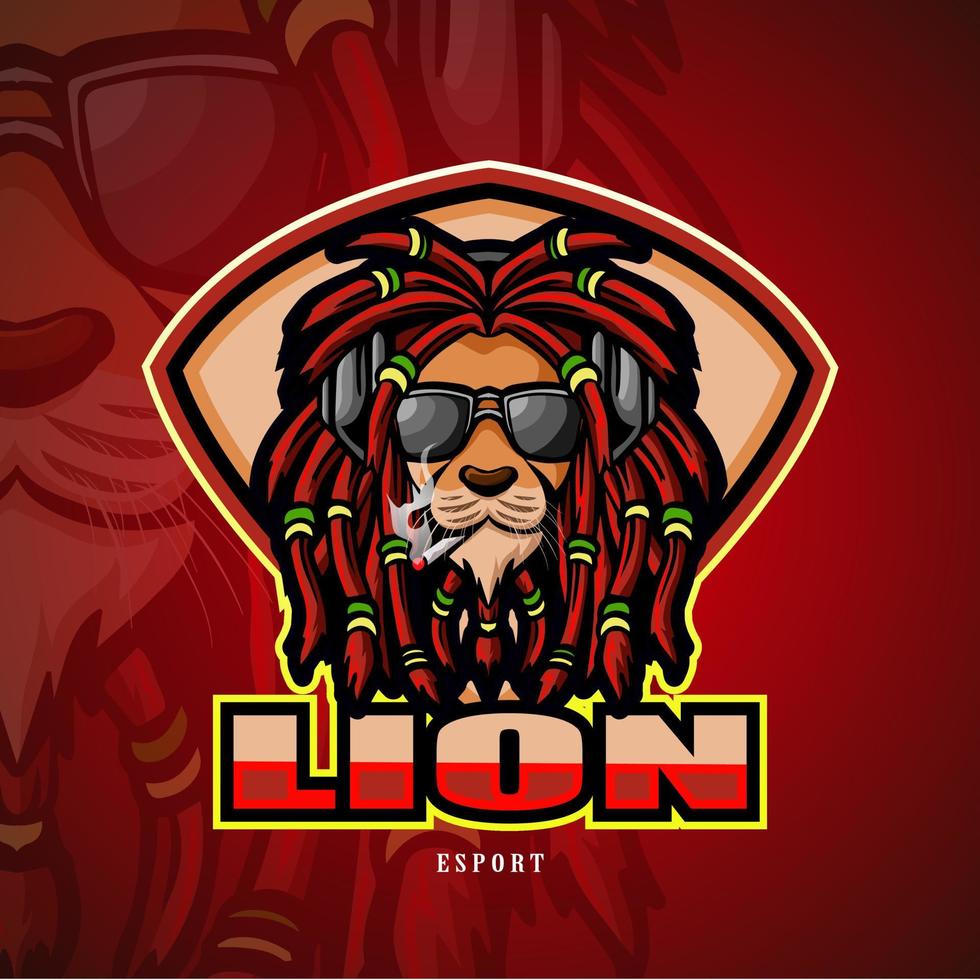 Lion mascot esport logo design vector