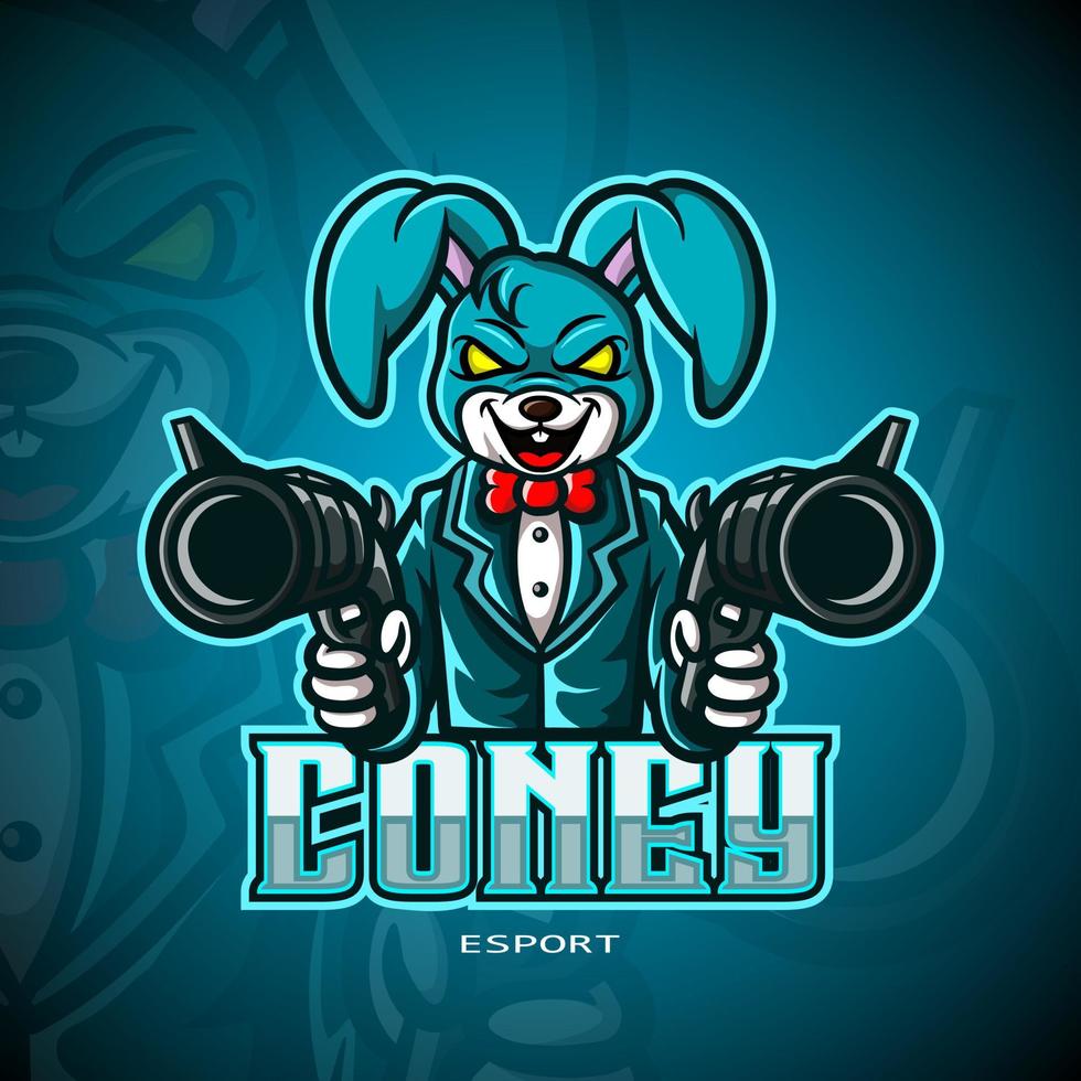 Easter bunny mascot holding a weapon. Esport logo design vector