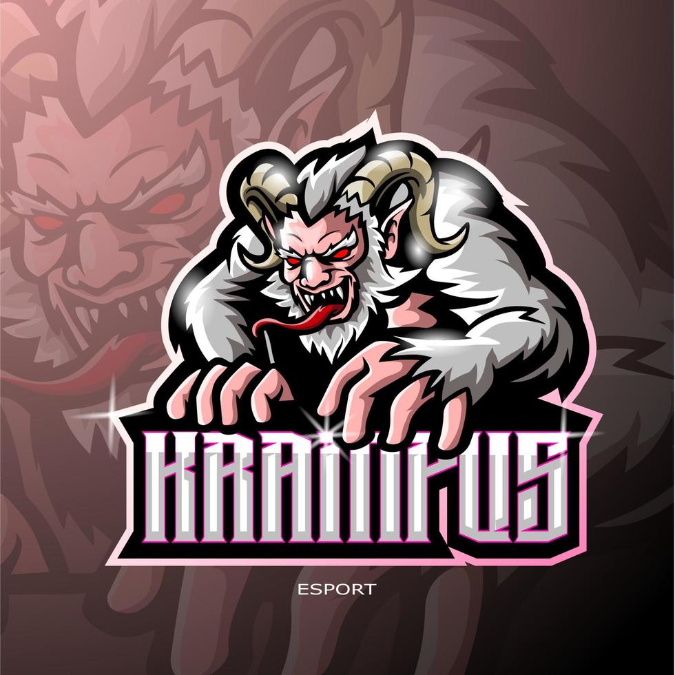 diseño del logo de esport de la mascota krampus. vector