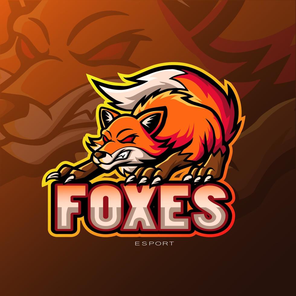 Fox esport logo mascot design vector