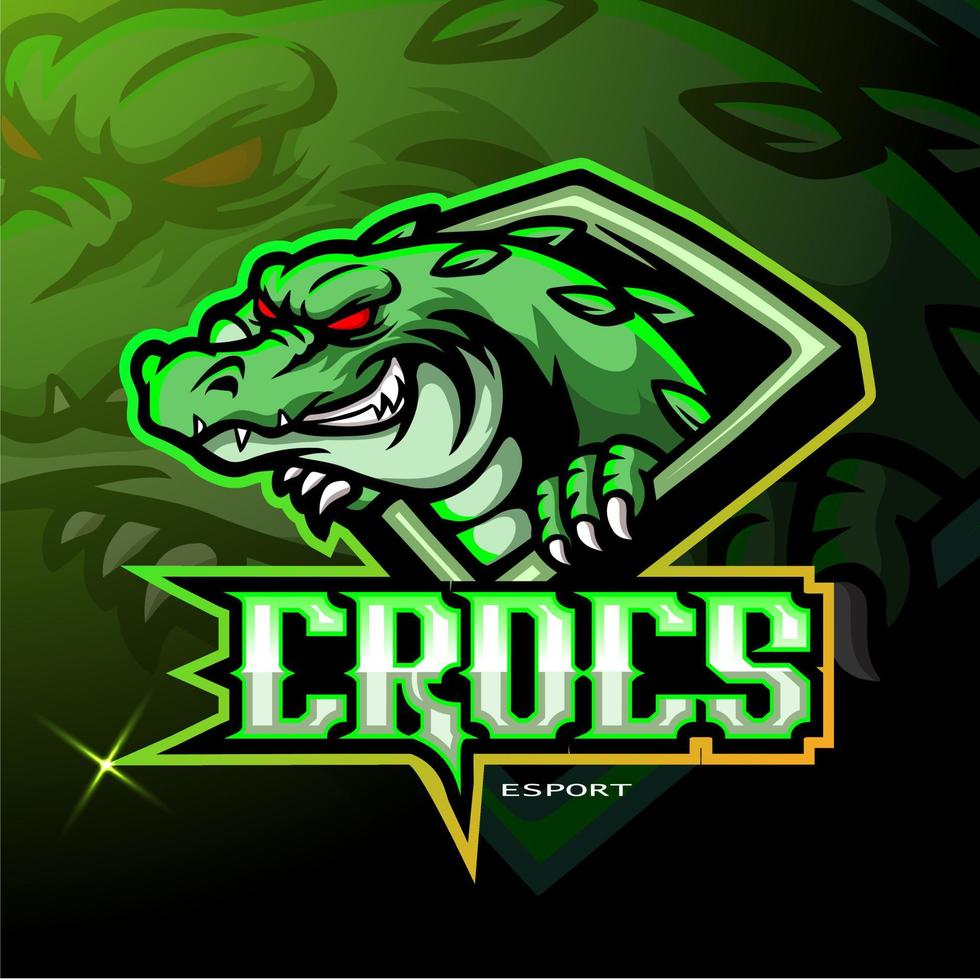 Angry crocodile mascot esport logo design vector