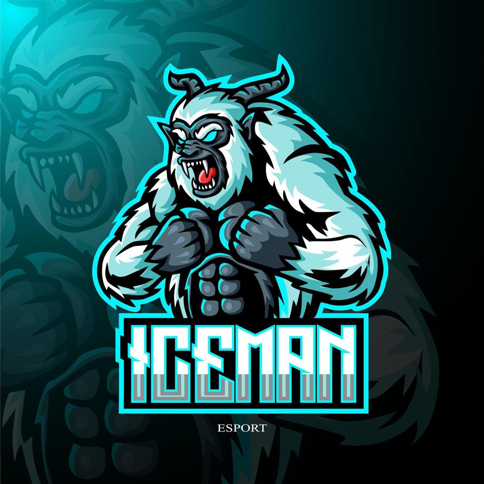 Yeti mascot esport logo design vector