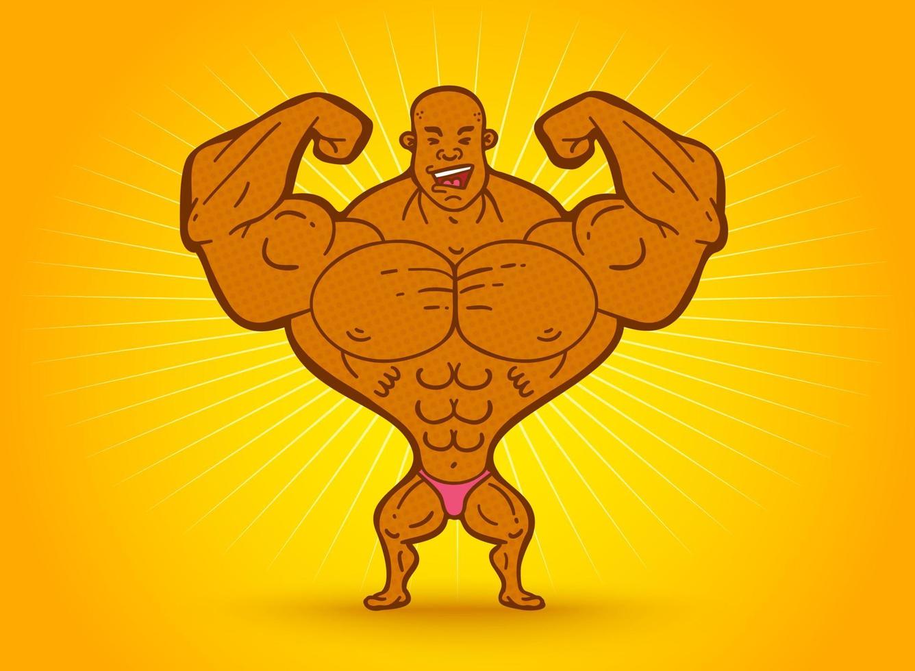 Vector cartoon of a bodybuilder.