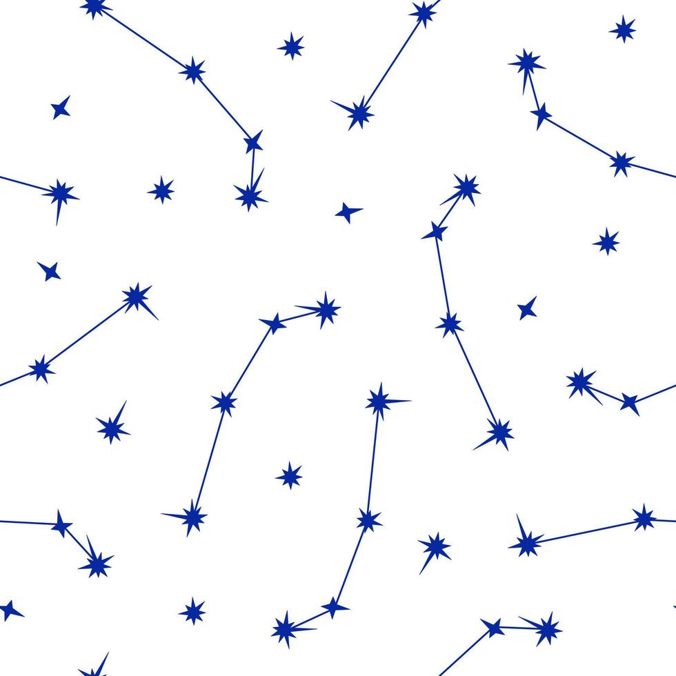 Zodiac constellation seamless pattern simple vector illustration, astrology horoscope symbol for future events prediction, stars connected with lines