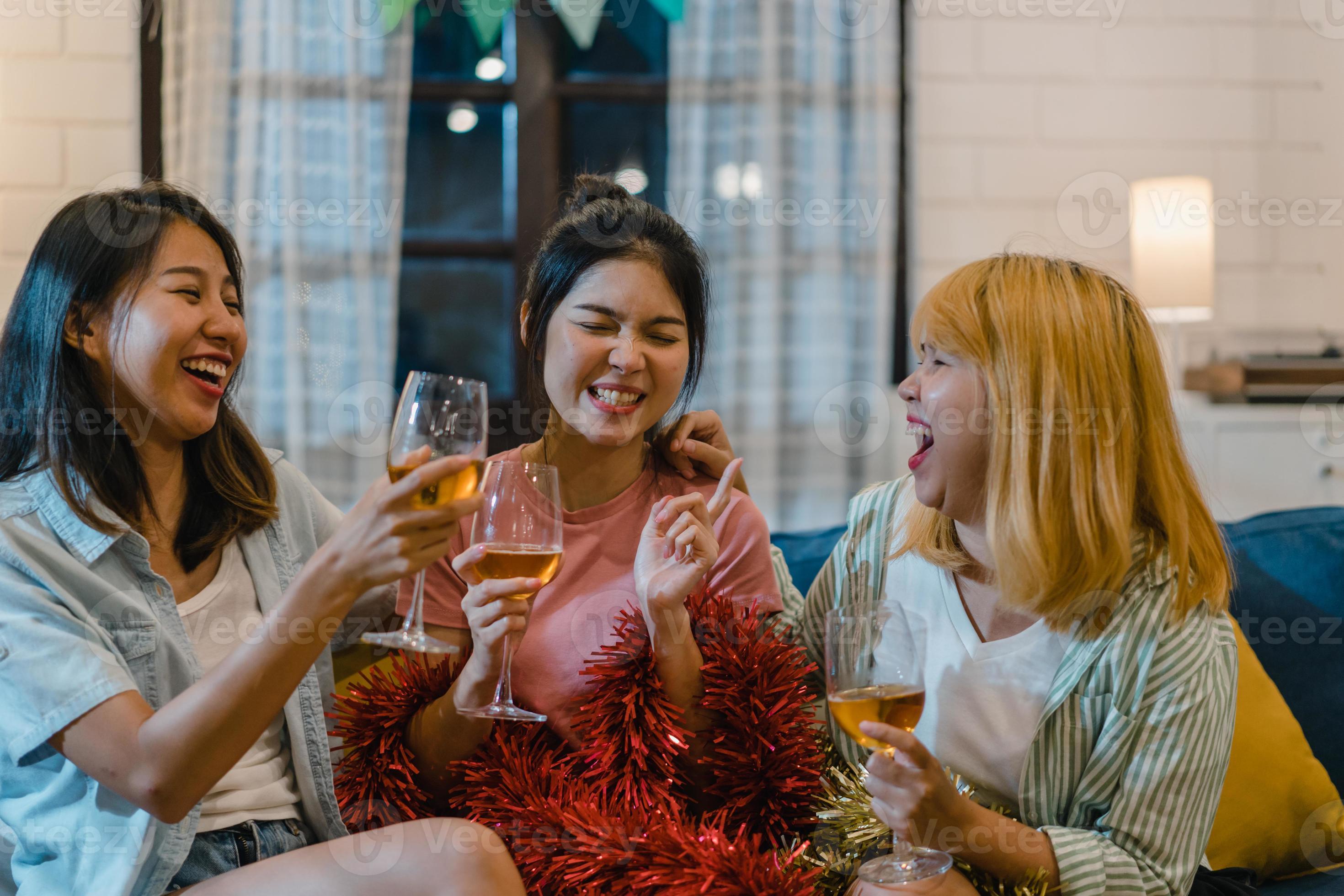 female drinking cocktail talking