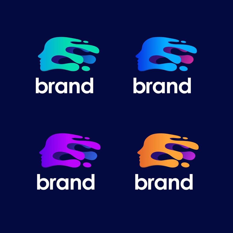 abstract human logo design with colorful paint, with a touch of modern design logo style vector