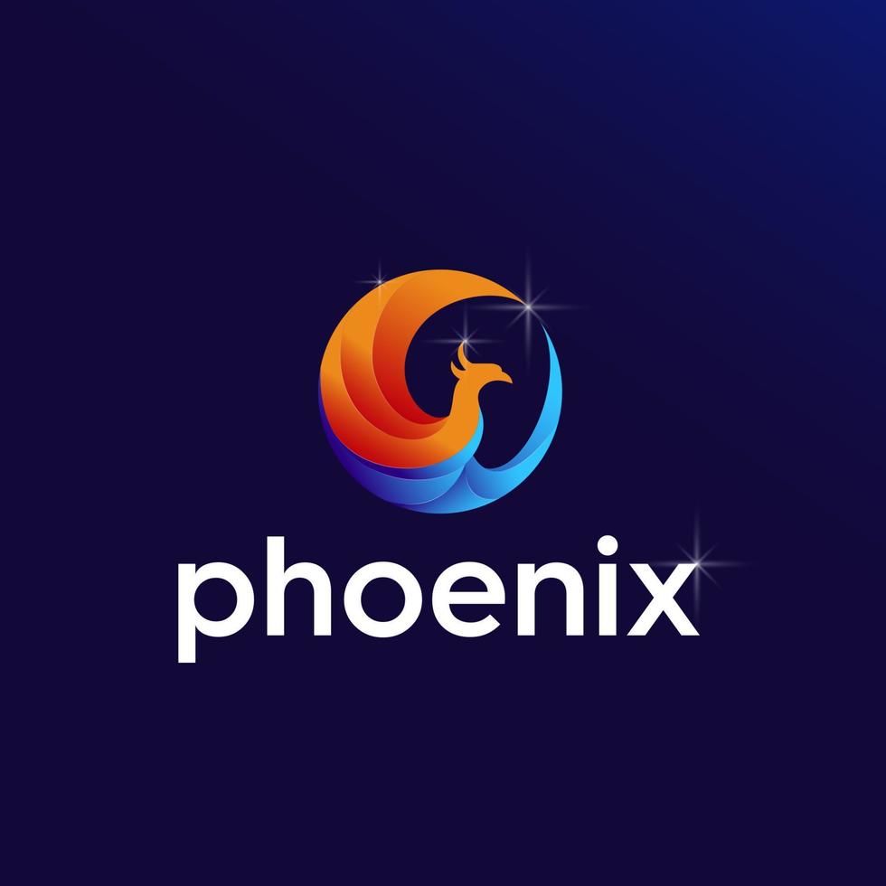 illustration of a circular phoenix design logo in a modern style vector