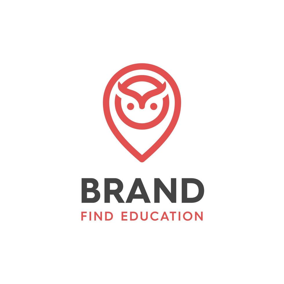 ilustración de logotipos de diseño de búhos y pasadores de ubicación para aplicaciones educativas, con un toque de estilo moderno y líneas de diseño de logotipos vector