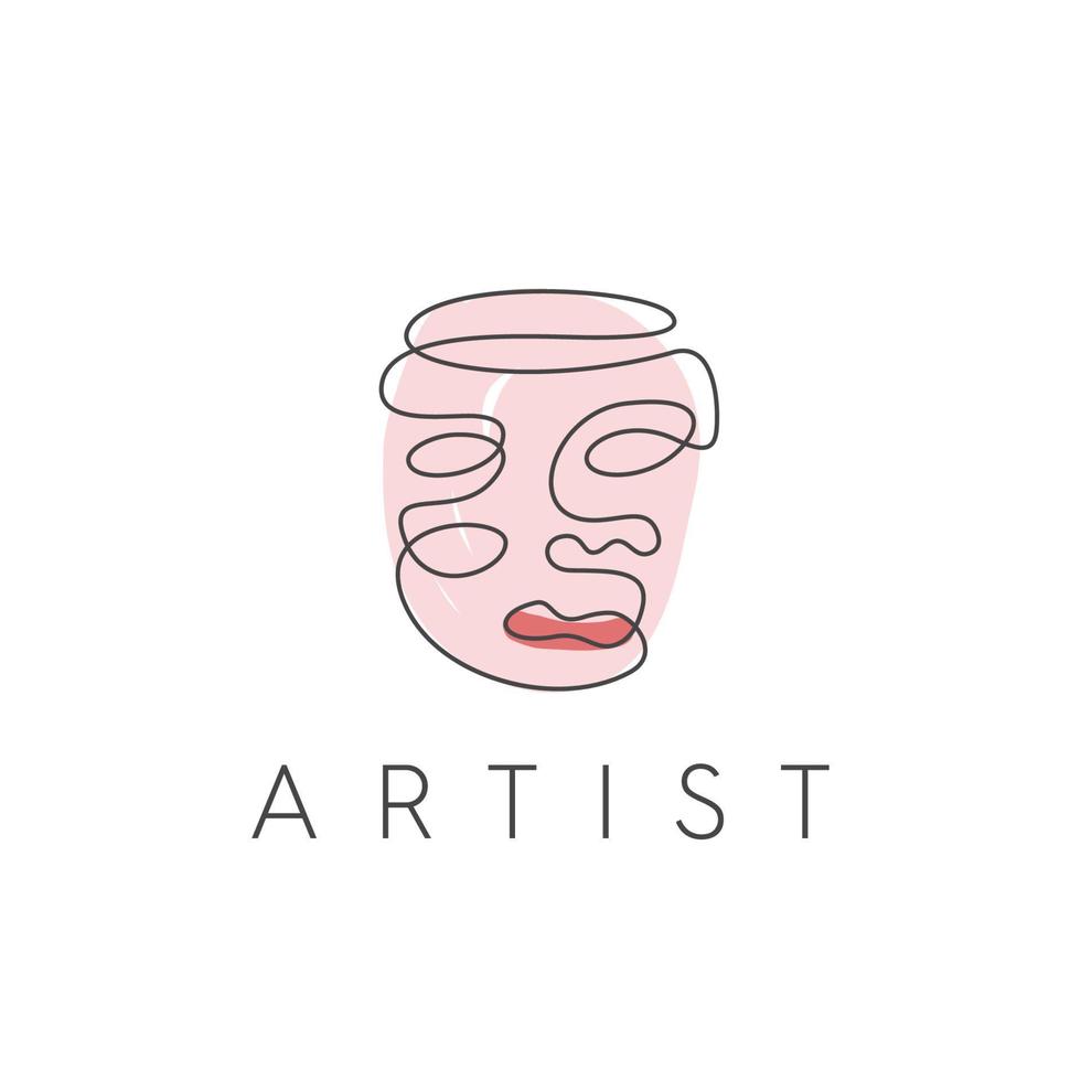 logo designs abstract images of human faces, with abstract outline styles and paint brushes vector