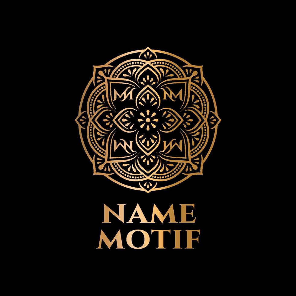 illustration of logo design mandala motif with luxurious gold color vector