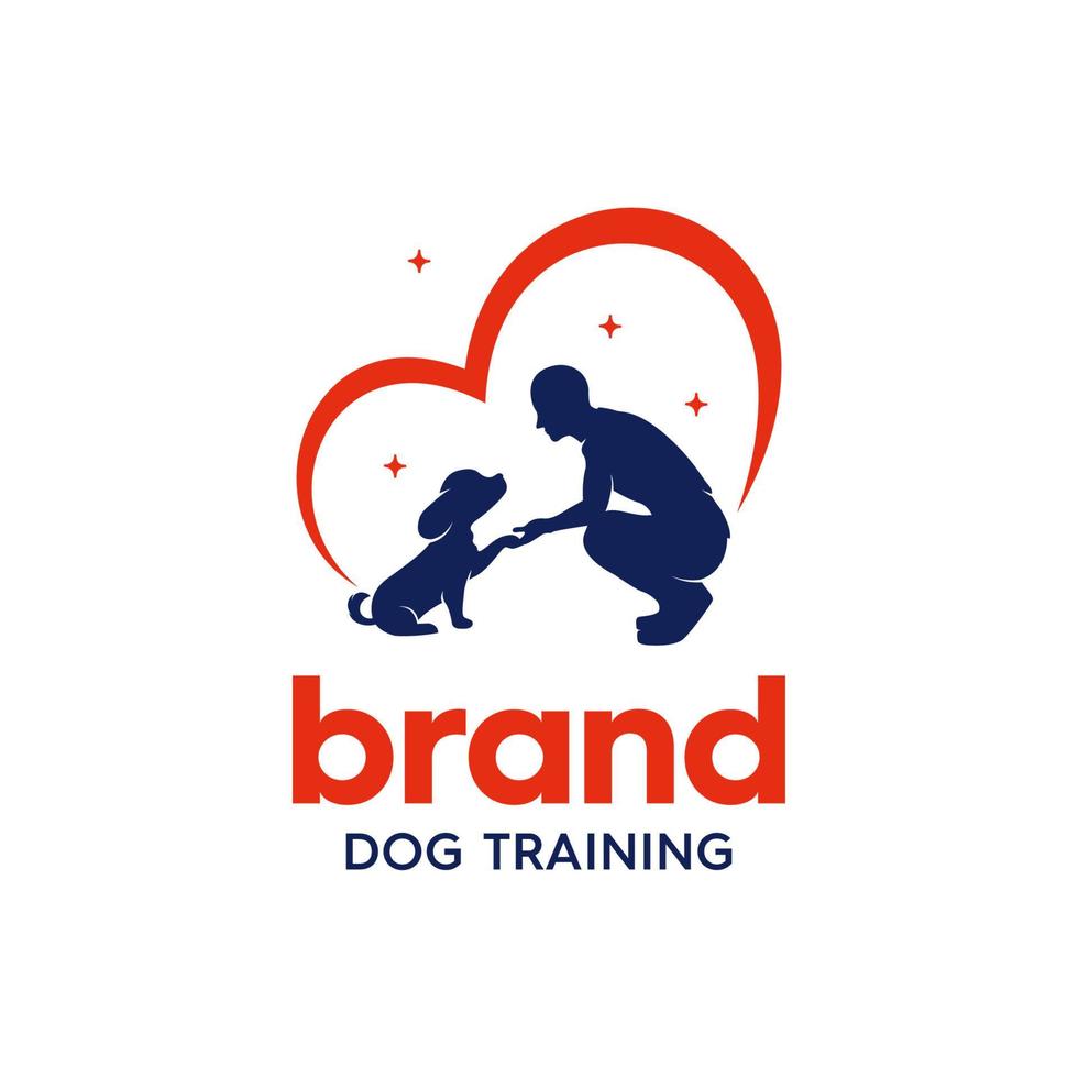 illustration of dog and human chemistry logo design, for dog training, with a bold touch and a modern logo design vector