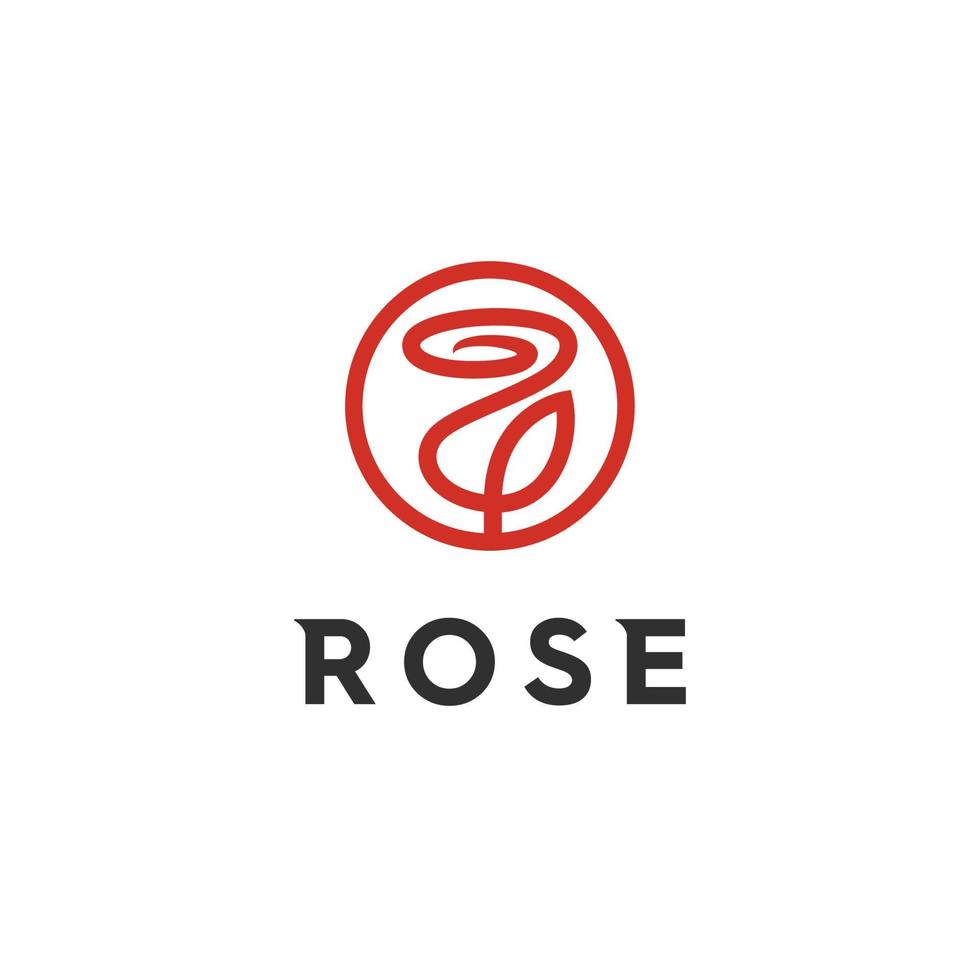 ilustración de un logotipo de diseño floral de rosa roja con un toque de líneas elegantes vector