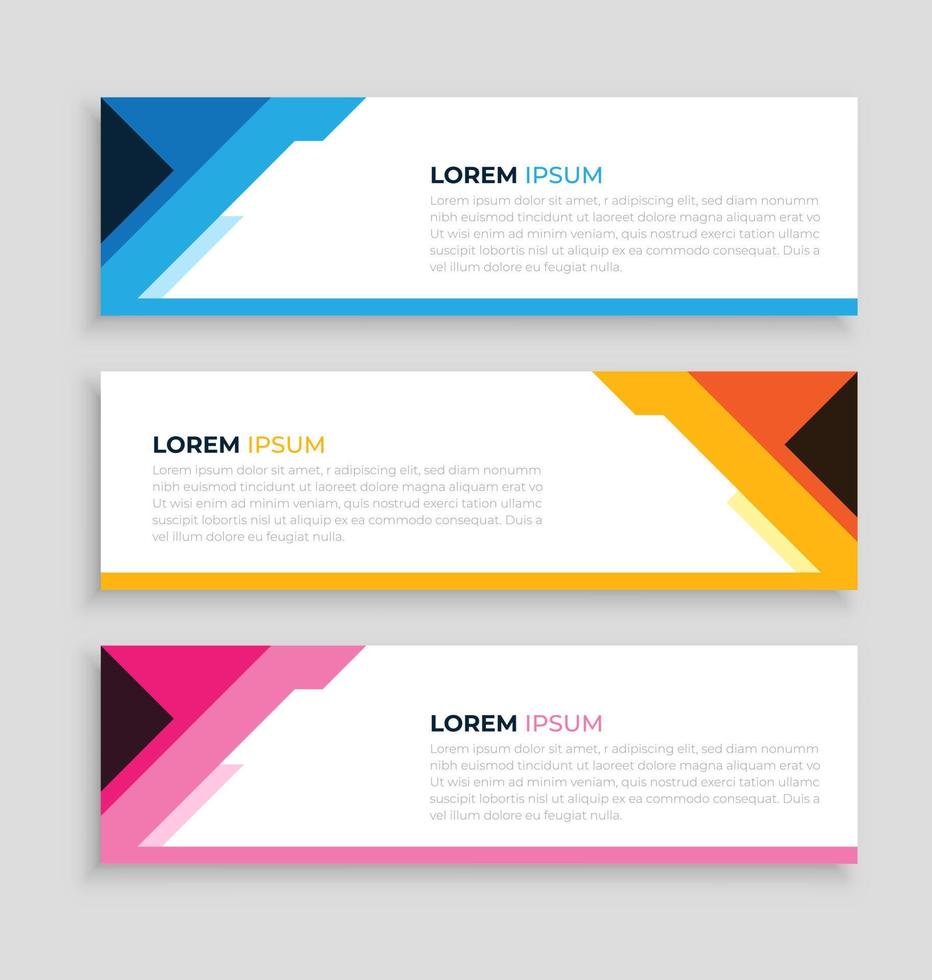 Collection of promotional web banner design template. Vector and creative geometric, abstract, modern web banner background.