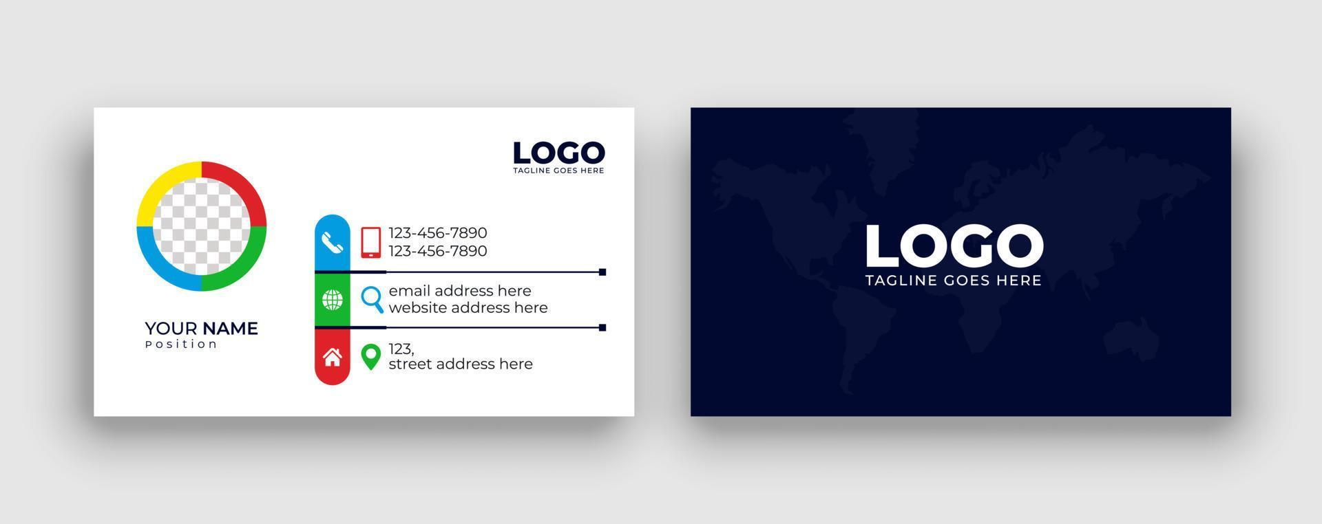 Double-sided  simple business card design with user interface. Creative and Clean visiting card. modern blue business card print template. vector