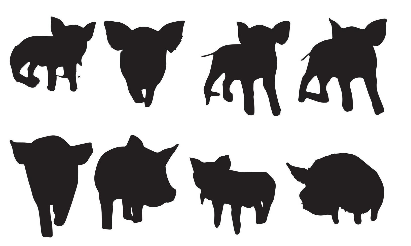 diseño de ilustración de vector de cerdo colección en blanco y negro