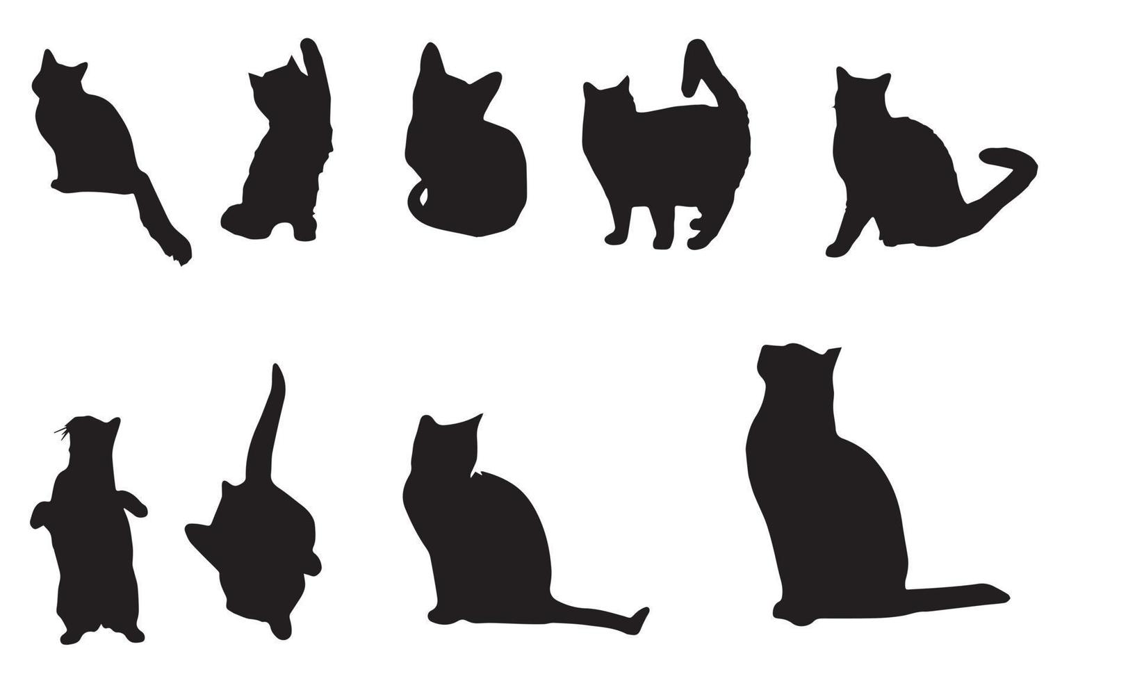 colección de gatos diseño de ilustración vectorial en blanco y negro vector