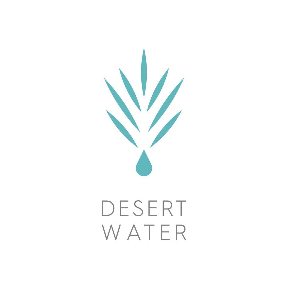 illustration of design logo of water droplets and desert palm leaf, for drinking water logo, with modern touch and simple logo design vector