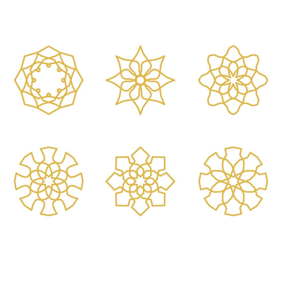 set of islamic geometric ornament shapes vector