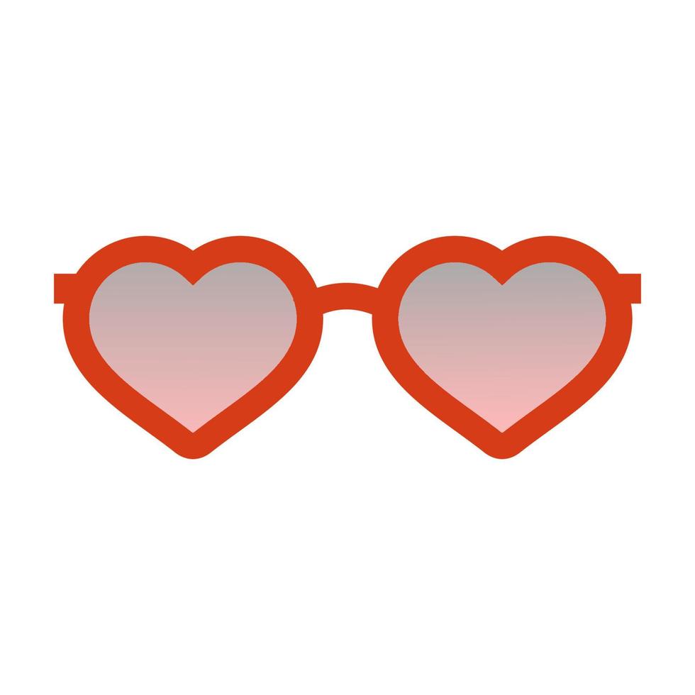 Red glasses in the shape of a heart with pink and smoked glass.Fashionable bright accessories for men and women .A stylized illustration.Vector illustration vector