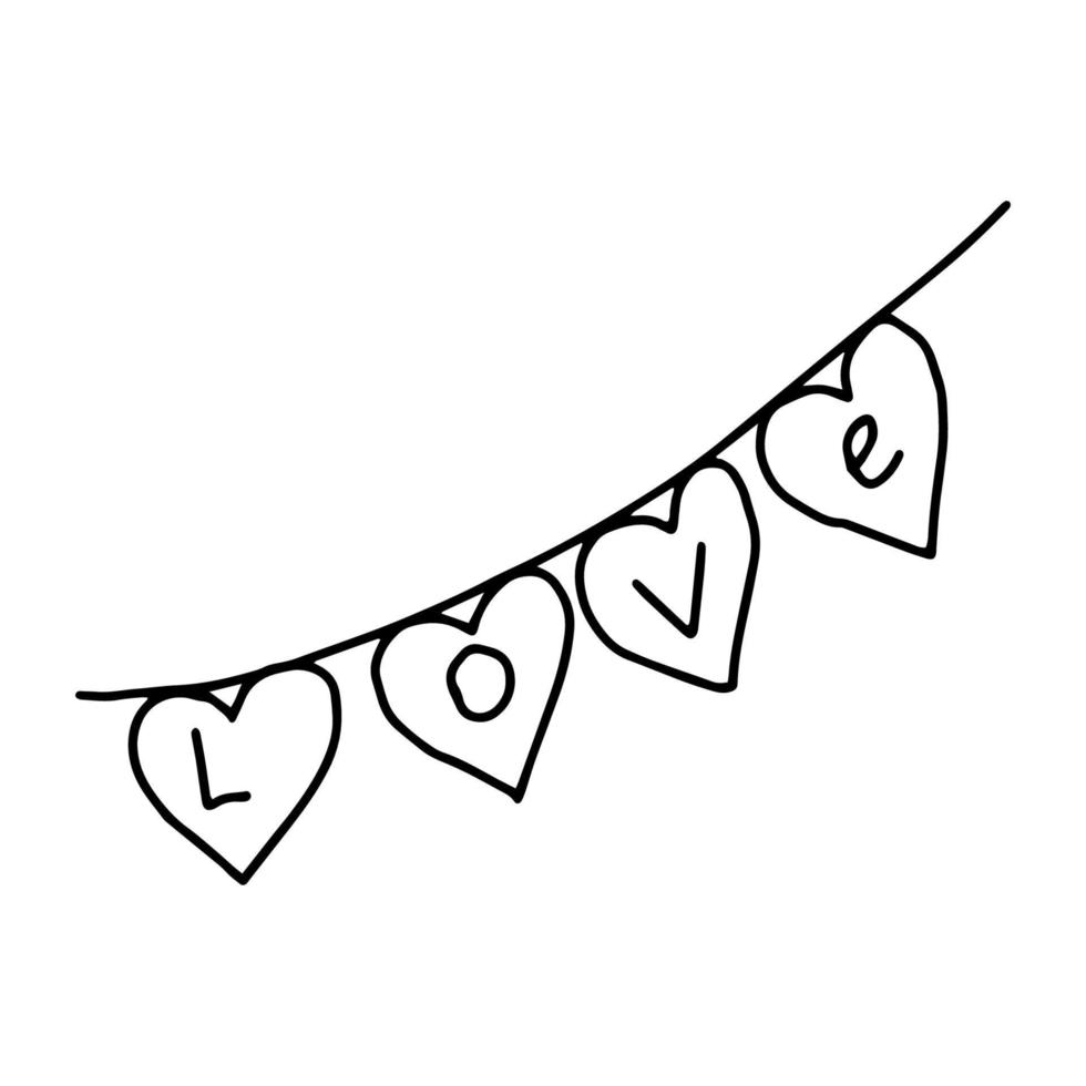 Garland of hearts with the inscription love vector