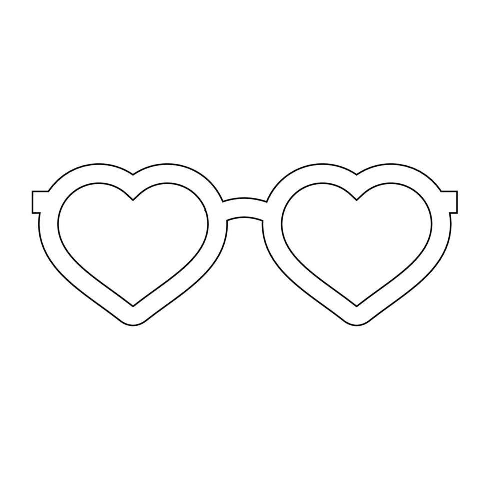 Sunglasses with a contour.White frame stylish glasses in the shape of a heart.Accessories for summer.Vector illustration vector
