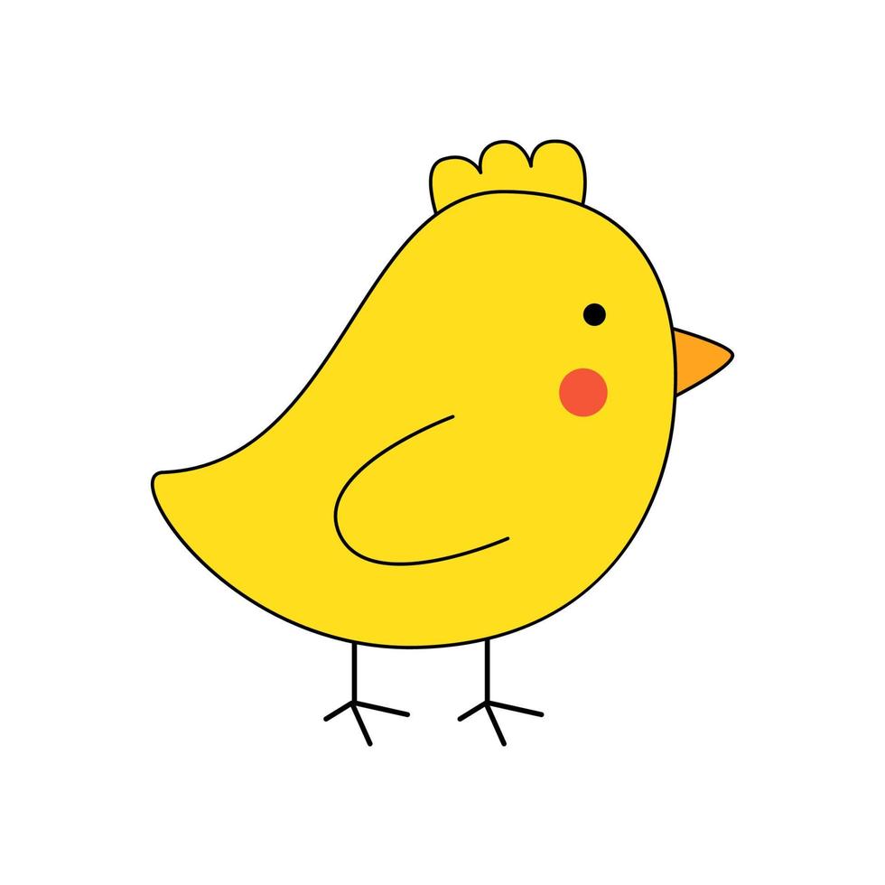 imagen vectorial de lindo pollo de Pascua sobre fondo blanco. vector