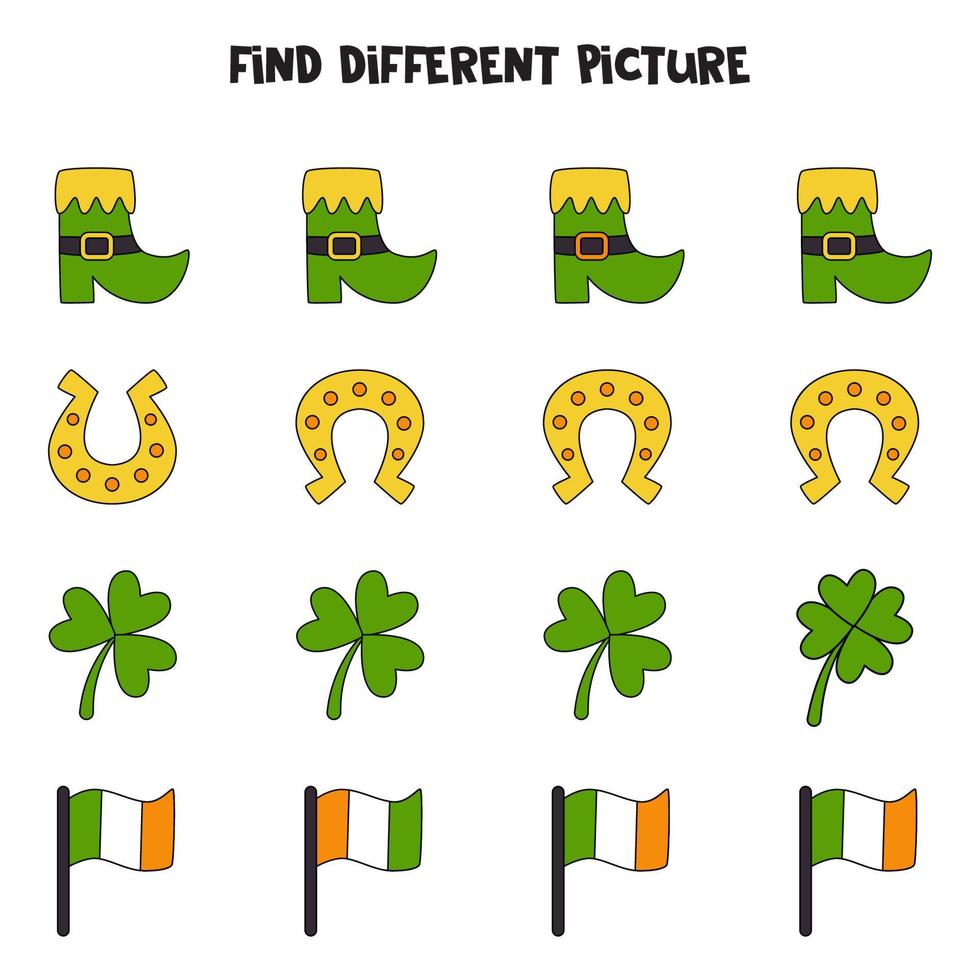 Find picture which is different from others. Worksheet for kids. vector