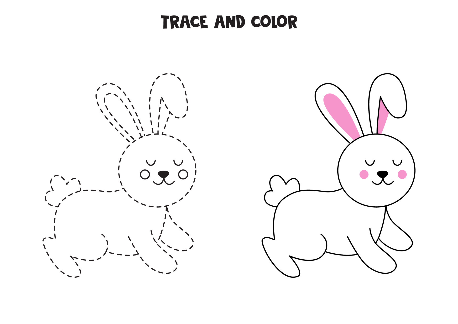 Trace and color cute Easter bunny. Worksheet for children. 5494411