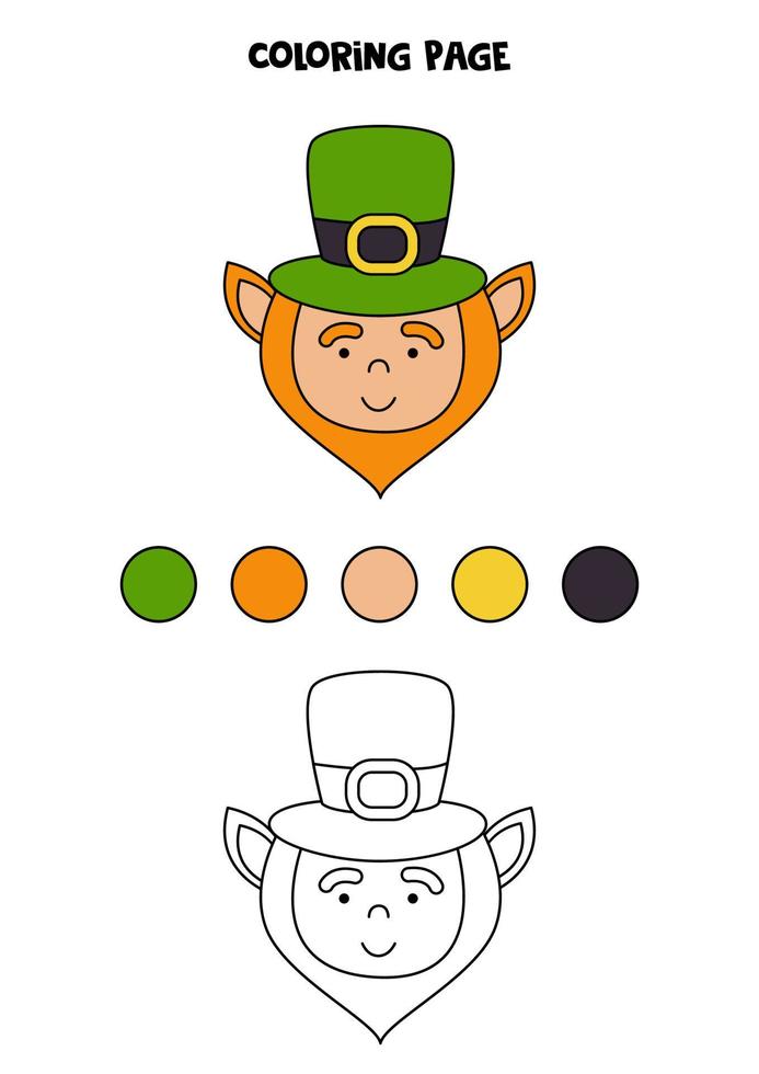 Color cute cartoon leprechaun. Worksheet for kids. vector