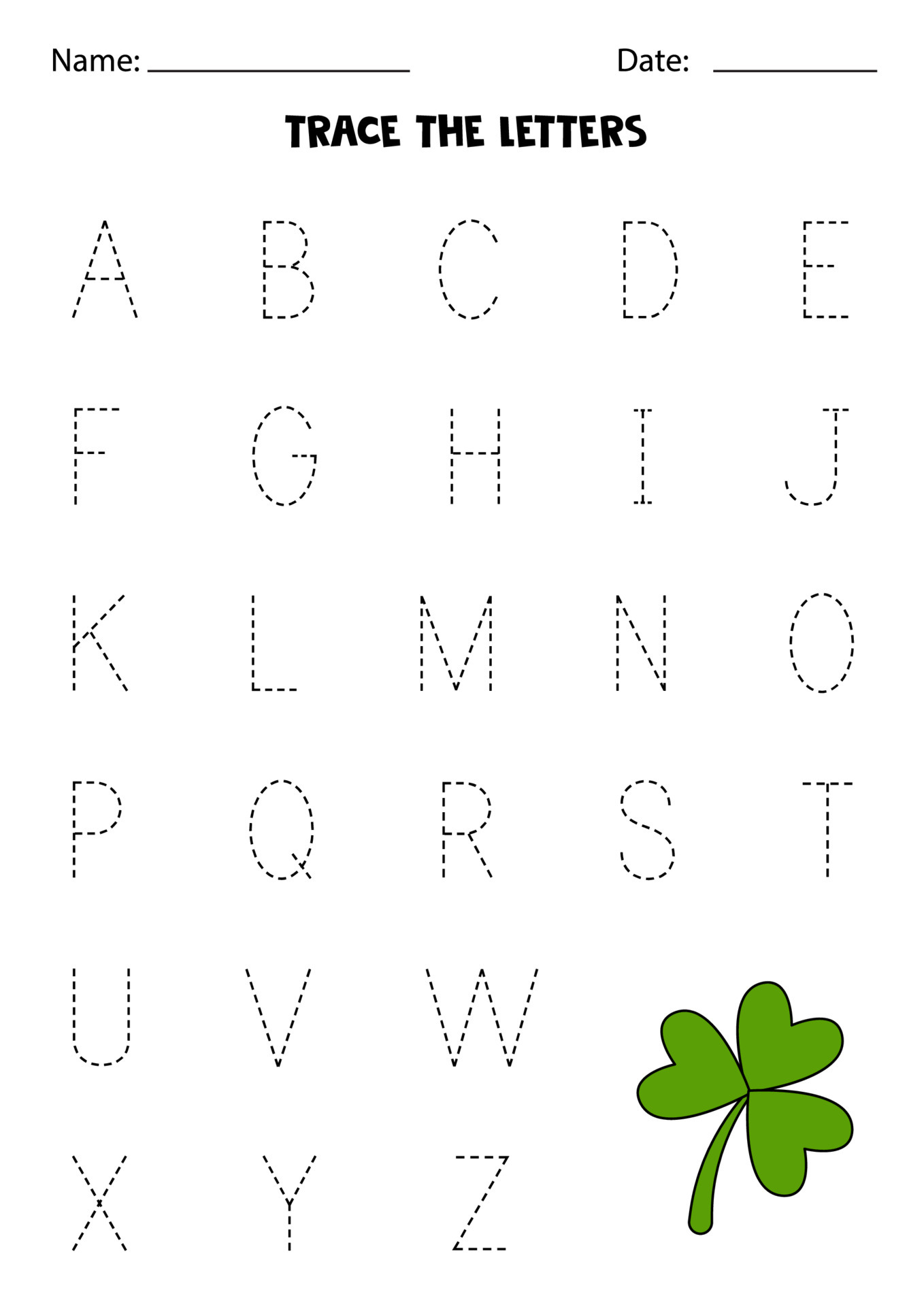 learning alphabet tracing letters cartoon shamrock 5494414 vector art at vecteezy