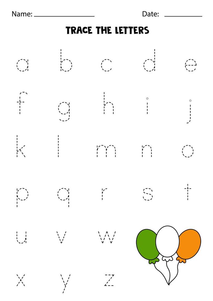 Learning alphabet. Tracing letters. Cute cartoon balloons. vector