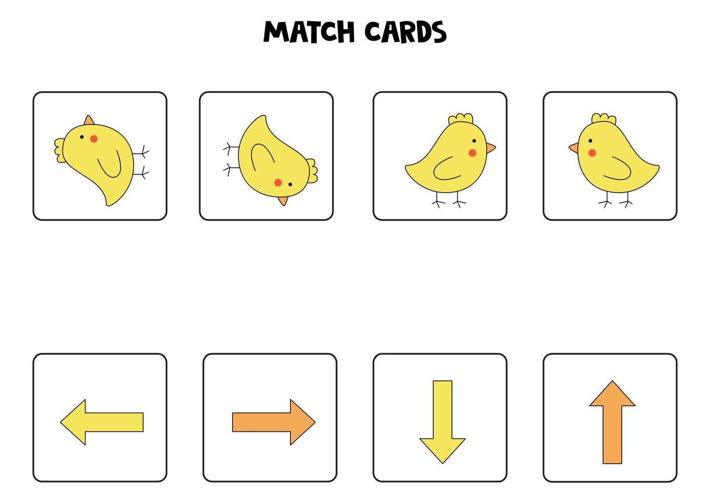 Left, right, up or down. Spatial orientation with cute Easter chick. vector