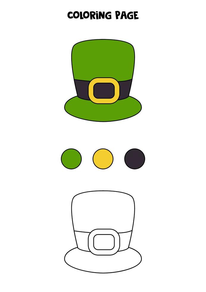 Color Saint Patrick day hat. Worksheet for kids. vector