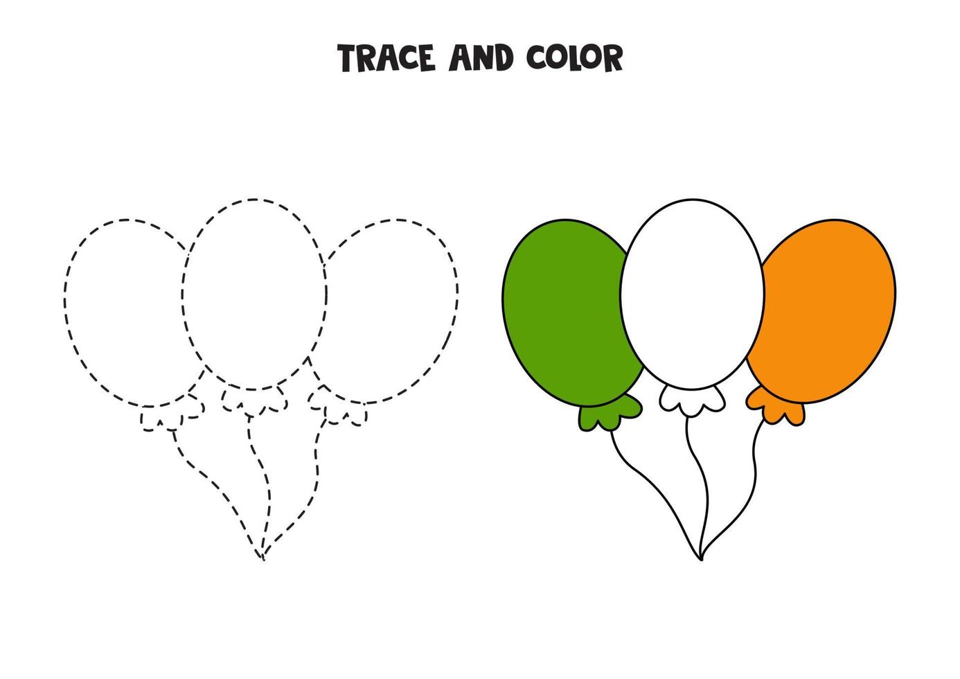 trazar y colorear globos. hoja de trabajo para niños. vector