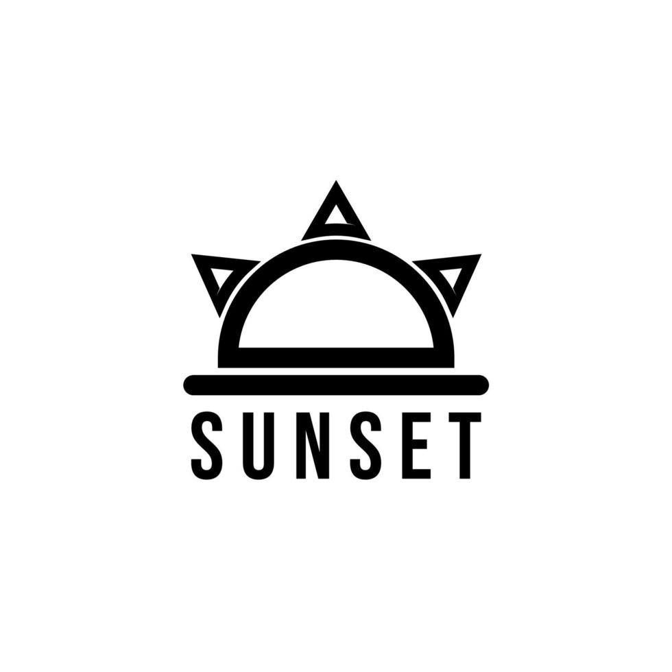 logotipo de arte de línea de puesta de sol. ilustración vectorial diseño de logotipo de vacaciones. vector