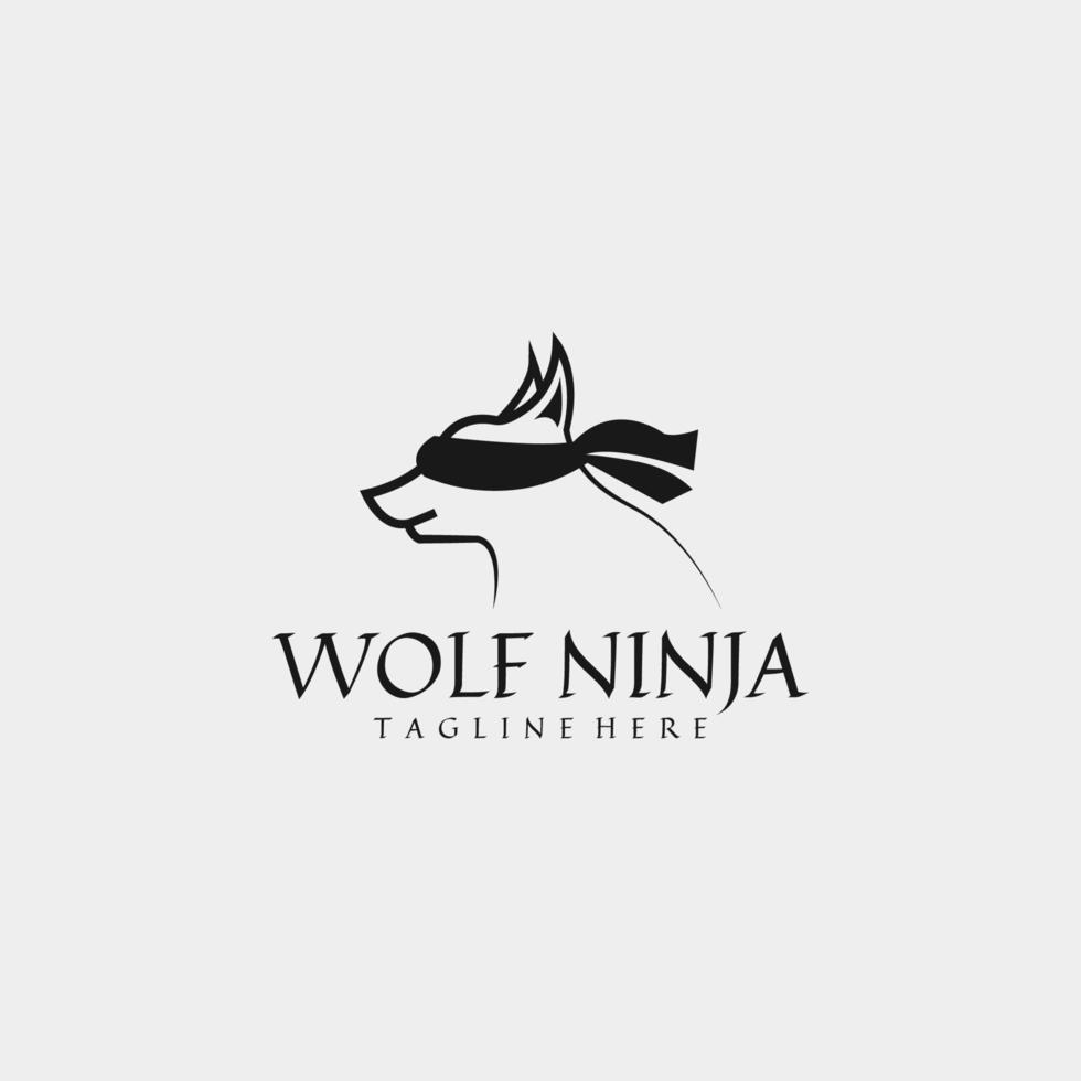 diseño del logotipo de lobo ninja. plantilla de logotipo de lobo con los ojos vendados. ilustración vectorial vector