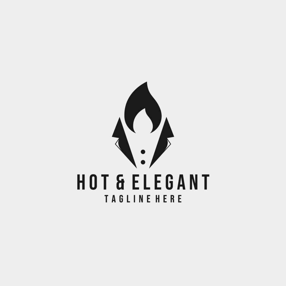 Hot and elegant logo design. A fire in a suit logo template. Vector Illustration