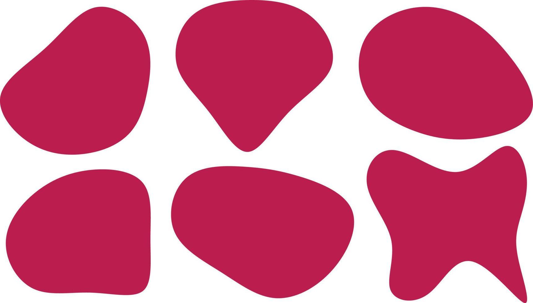 Organic Pink blobs irregular shape. Abstract fluid shapes vector set, simple water forms.